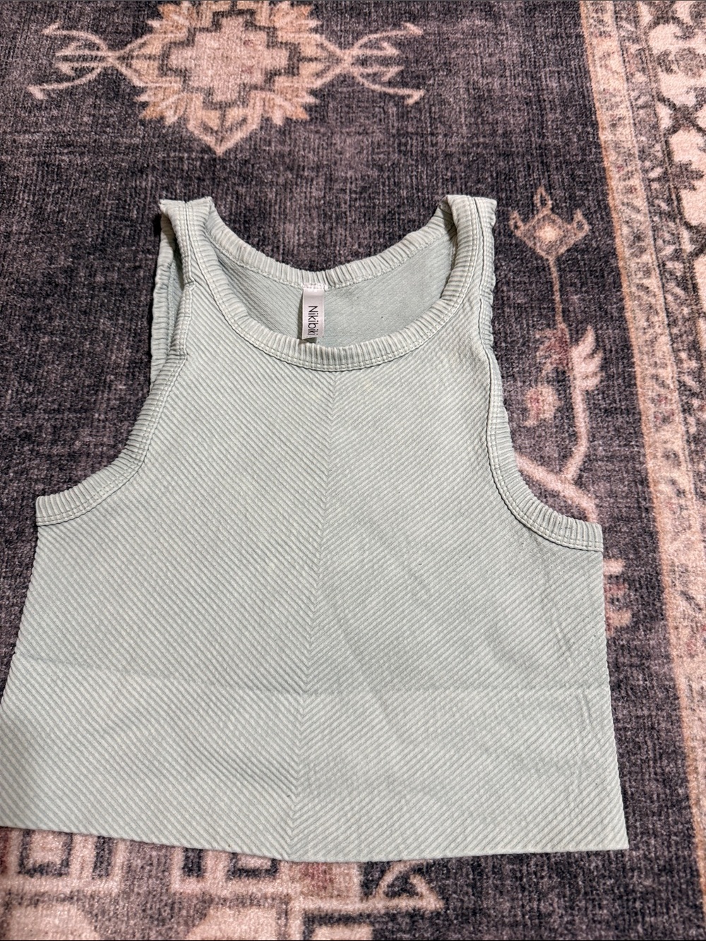 Nikibiki Mint Green Ribbed Crop Tank Top